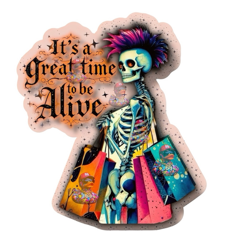 40 Skeleton Shopping Themed Sticker Pack